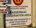 The fishing hamlet within Arniston is called Kassiesbaai (kassie = wooden box). Legend has it that lots of paraffin boxes washed up on the beach in earlier years. Residents built homes from these boxes and plastered them over with clay. Roofs were made of thatch. In later years, fishermen used sandstone for building. — at Waenhuiskrans/Arniston.